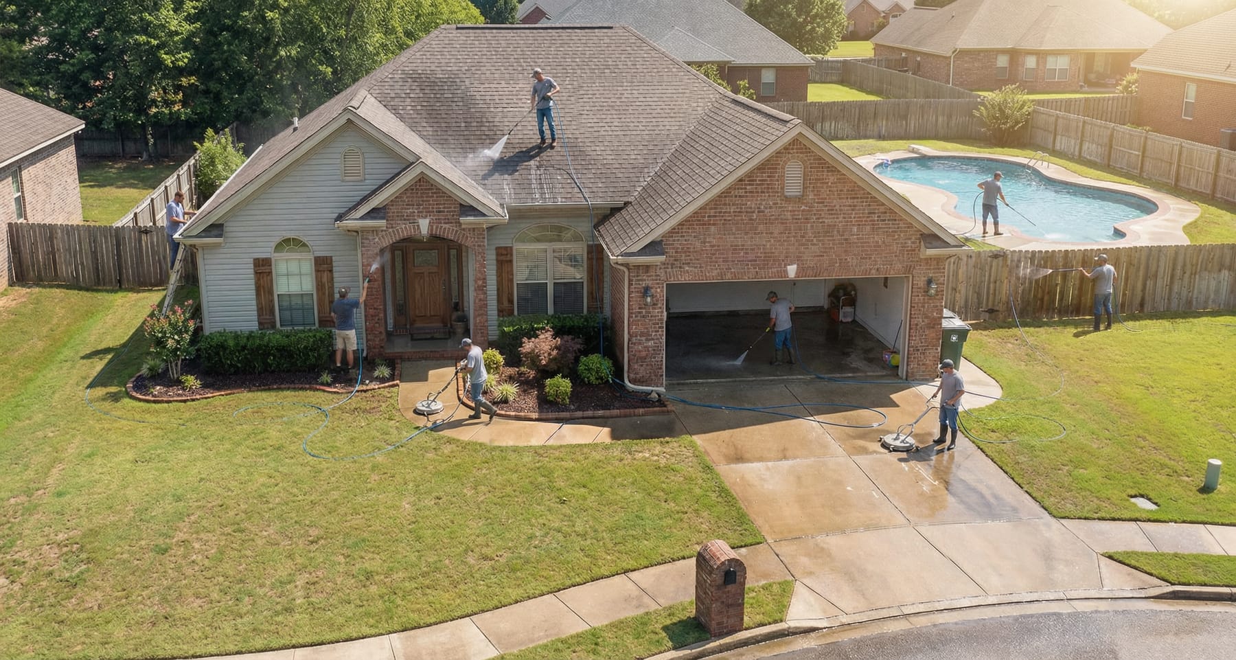 Interactive diagram showing WS Powerwashing service areas on a house